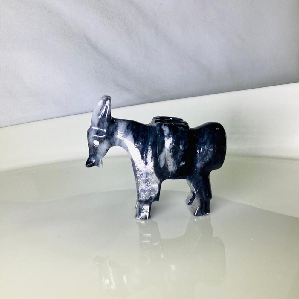 Small Carved Marble Donkey Toothpick Holder